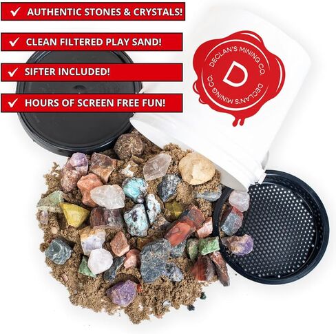 Declan's Mining Bucket, 1 Gallon Raw Stone Collection with 16 Crystal Types, 4+ lbs, Includes Identification Chart in Saudi Arabia