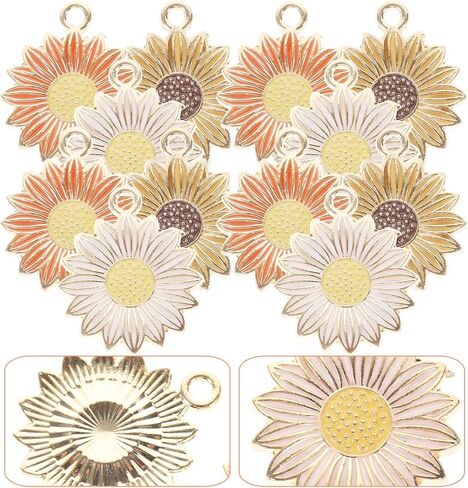 30Pcs Sunflower Charms for Jewelry Making Diy Pendants Keychain Charms Craft Supplies for Bracelets Necklaces in Saudi Arabia