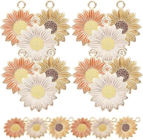 30Pcs Sunflower Charms for Jewelry Making Diy Pendants Keychain Charms Craft Supplies for Bracelets Necklaces in Saudi Arabia