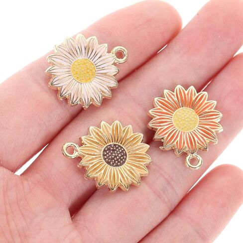 30Pcs Sunflower Charms for Jewelry Making Diy Pendants Keychain Charms Craft Supplies for Bracelets Necklaces in Saudi Arabia