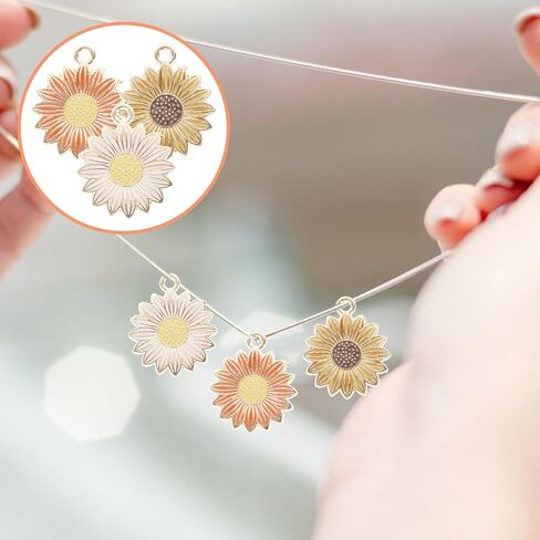 30Pcs Sunflower Charms for Jewelry Making Diy Pendants Keychain Charms Craft Supplies for Bracelets Necklaces in Saudi Arabia