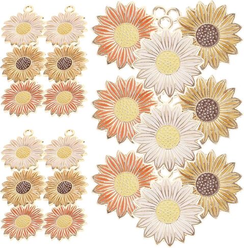 30Pcs Sunflower Charms for Jewelry Making Diy Pendants Keychain Charms Craft Supplies for Bracelets Necklaces in Saudi Arabia