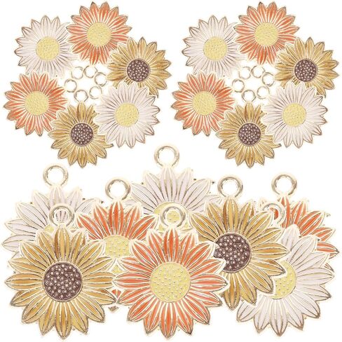 30Pcs Sunflower Charms for Jewelry Making Diy Pendants Keychain Charms Craft Supplies for Bracelets Necklaces in Saudi Arabia
