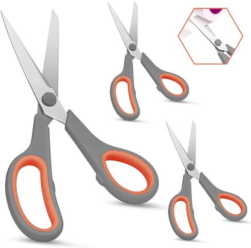Generic Basics Scissors, 8.5 Inch General Purpose 3 Pack, Extra Sharp Stainless Steel Blades, Comfort-Grip, Ambidextrous, Orange in Saudi Arabia