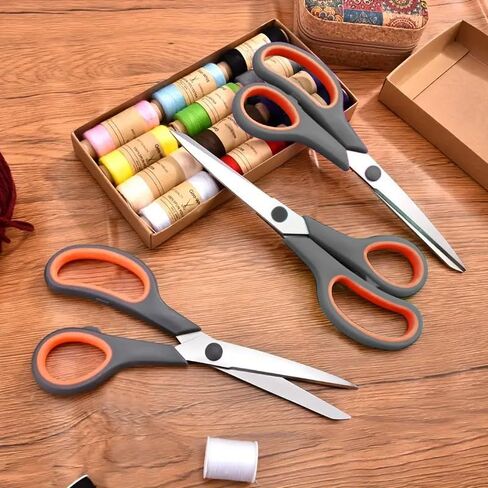 Generic Basics Scissors, 8.5 Inch General Purpose 3 Pack, Extra Sharp Stainless Steel Blades, Comfort-Grip, Ambidextrous, Orange in Saudi Arabia