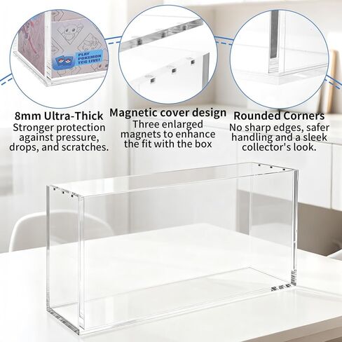 حافظة عرض أكريليك مع غطاء مغناطيسي متوافق مع صندوق تعزيز التطورات المنشورية، حافظة تخزين شفافة كبيرة بسمك 8+5 مم لـ PKMN، صندوق عرض واقٍ مقاوم للغبار، هدايا لهواة جمع البطاقات in Kuwait