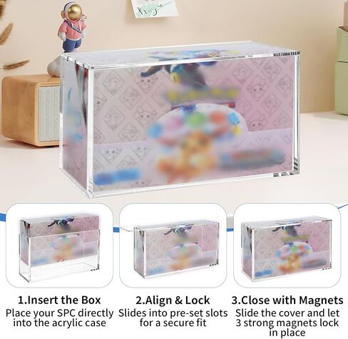 حافظة عرض أكريليك مع غطاء مغناطيسي متوافق مع صندوق تعزيز التطورات المنشورية، حافظة تخزين شفافة كبيرة بسمك 8+5 مم لـ PKMN، صندوق عرض واقٍ مقاوم للغبار، هدايا لهواة جمع البطاقات in Kuwait