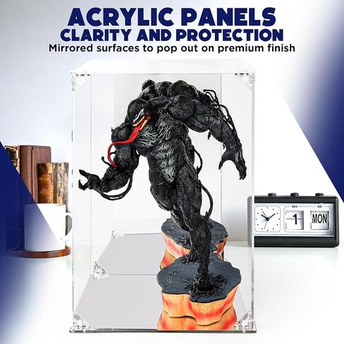 Premium Acrylic Display Case – 8" x 8" x 12" Crystal-Clear Showcase with Magnetic Door, Mirrored Back & Base, UV-Protected Dust-Free Display Box for Collectibles in Saudi Arabia