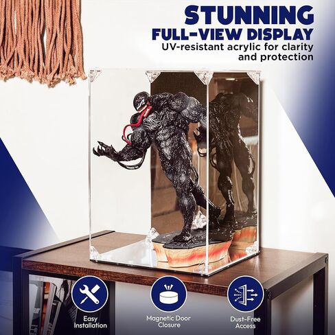 Premium Acrylic Display Case – 8" x 8" x 12" Crystal-Clear Showcase with Magnetic Door, Mirrored Back & Base, UV-Protected Dust-Free Display Box for Collectibles in Saudi Arabia