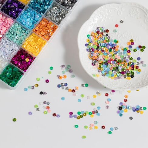 21600 قطعة من الترتر السائب 5 مم، 24 لونًا كوب ترتر مطرز دائري للخياطة اليدوية لتزيين أزياء المهرجانات (Style3) in Kuwait