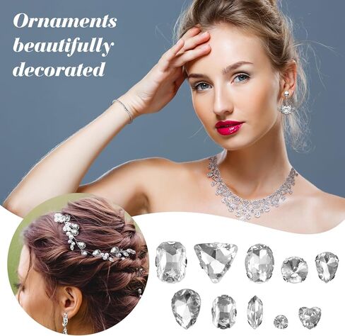 130 قطعة خياطة على أحجار الراين للصياغة، أحجار كريمة زجاجية كريستالية بأشكال مختلطة مع زخارف مخلب مسطحة عقلية، أحجار الراين المبهرة لصنع المجوهرات والملابس والأحذية وخياطة الملابس، أبيض in Kuwait