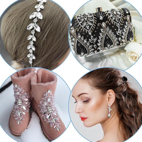 130 قطعة خياطة على أحجار الراين للصياغة، أحجار كريمة زجاجية كريستالية بأشكال مختلطة مع زخارف مخلب مسطحة عقلية، أحجار الراين المبهرة لصنع المجوهرات والملابس والأحذية وخياطة الملابس، أبيض in Kuwait