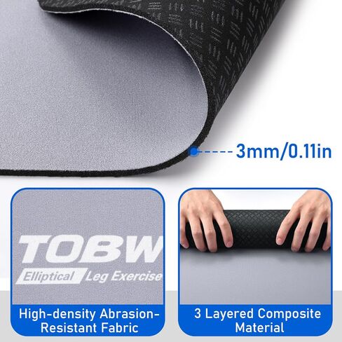 TOBWOLF Non-Slip Workout Mat for Under Desk Elliptical, Non Slip Elliptical Machine Exercise Mat, Elipse Leg Exerciser Mat for Seniors, Workout Equipment Mat, Enhanced Stability & Floor Protection in Kuwait