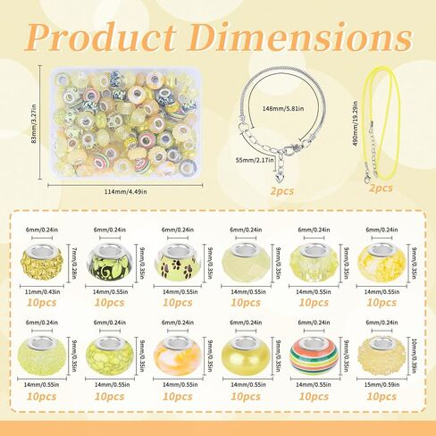 120pcs European Large Hole Beads, Assorted European Craft Bead Mixed Color Lampwork Murano Spacer Beads for DIY Necklace Bracelet Jewelry Making(10pc per Style) in Saudi Arabia