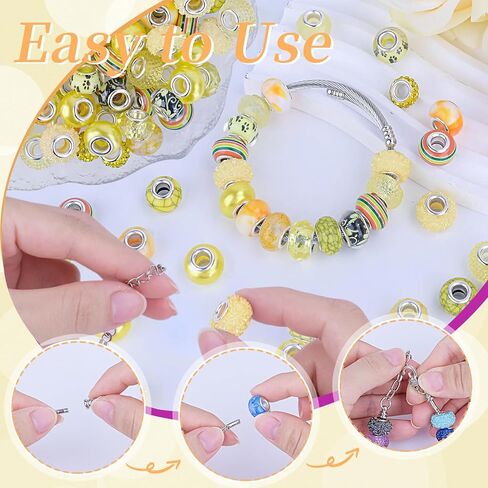 120pcs European Large Hole Beads, Assorted European Craft Bead Mixed Color Lampwork Murano Spacer Beads for DIY Necklace Bracelet Jewelry Making(10pc per Style) in Saudi Arabia