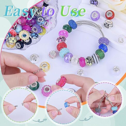 120pcs European Large Hole Beads, Assorted European Craft Bead Mixed Color Lampwork Murano Spacer Beads for DIY Necklace Bracelet Jewelry Making(10pc per Style) in Saudi Arabia