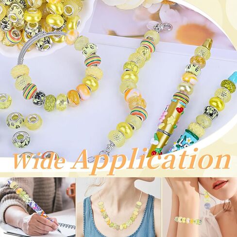 120pcs European Large Hole Beads, Assorted European Craft Bead Mixed Color Lampwork Murano Spacer Beads for DIY Necklace Bracelet Jewelry Making(10pc per Style) in Saudi Arabia