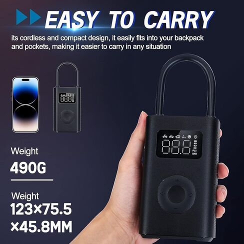 ضاغط هواء كهربائي محمول أصلي لمنفاخ إطارات Xiaomi 150 PSI لإطارات السيارة والسكوتر والدراجة والكرات لاسلكيًا مع كشف الضغط الرقمي in Kuwait