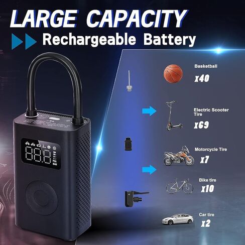 ضاغط هواء كهربائي محمول أصلي لمنفاخ إطارات Xiaomi 150 PSI لإطارات السيارة والسكوتر والدراجة والكرات لاسلكيًا مع كشف الضغط الرقمي in Kuwait