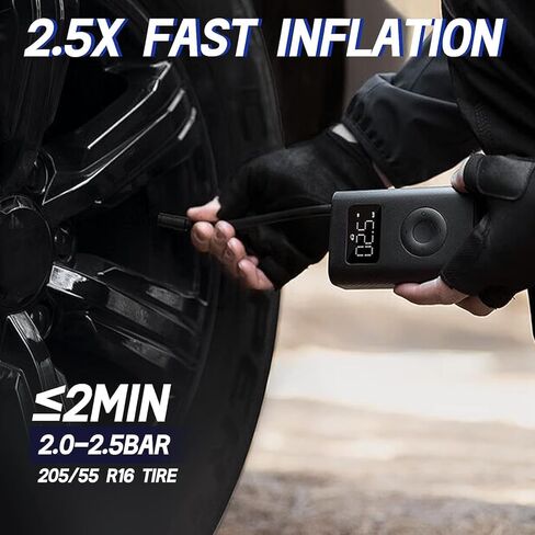 ضاغط هواء كهربائي محمول أصلي لمنفاخ إطارات Xiaomi 150 PSI لإطارات السيارة والسكوتر والدراجة والكرات لاسلكيًا مع كشف الضغط الرقمي in Kuwait