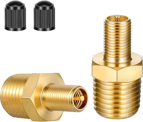 Sliverdew 2 Pcs Tire Inflator Adapter, 1/4 NPT (m) to Schrader Valve Tire Inflator Connector with Sealing Caps for Auto Portable Air Compressor/Pump, AirHose, AirChuck in Saudi Arabia
