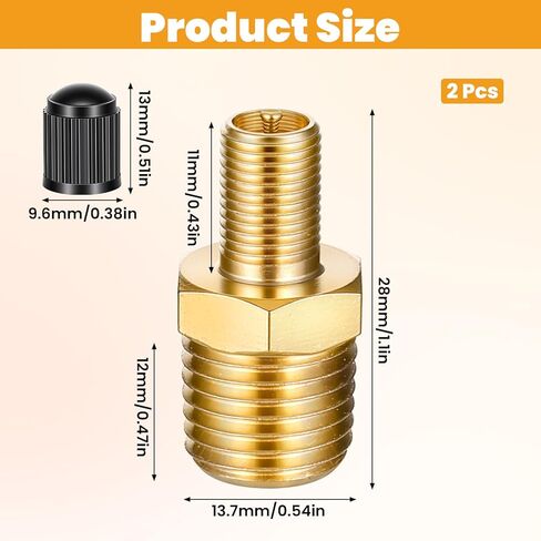 Sliverdew 2 Pcs Tire Inflator Adapter, 1/4 NPT (m) to Schrader Valve Tire Inflator Connector with Sealing Caps for Auto Portable Air Compressor/Pump, AirHose, AirChuck in Saudi Arabia