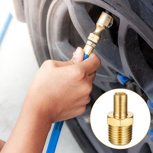 Sliverdew 2 Pcs Tire Inflator Adapter, 1/4 NPT (m) to Schrader Valve Tire Inflator Connector with Sealing Caps for Auto Portable Air Compressor/Pump, AirHose, AirChuck in Saudi Arabia