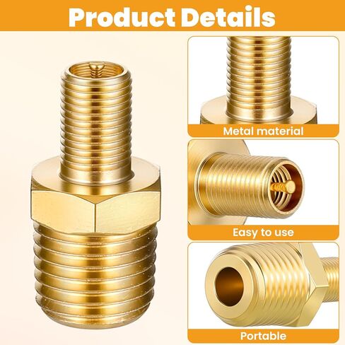 Sliverdew 2 Pcs Tire Inflator Adapter, 1/4 NPT (m) to Schrader Valve Tire Inflator Connector with Sealing Caps for Auto Portable Air Compressor/Pump, AirHose, AirChuck in Saudi Arabia