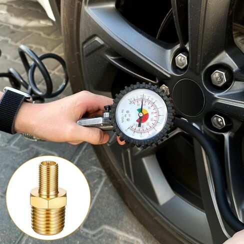 Sliverdew 2 Pcs Tire Inflator Adapter, 1/4 NPT (m) to Schrader Valve Tire Inflator Connector with Sealing Caps for Auto Portable Air Compressor/Pump, AirHose, AirChuck in Saudi Arabia