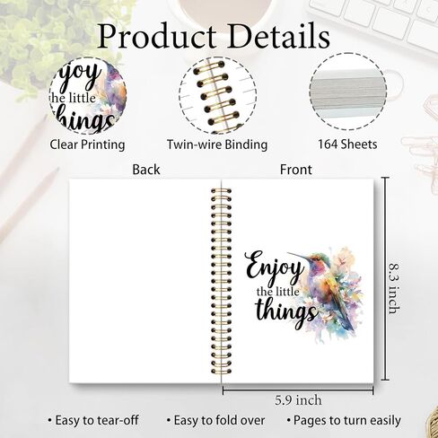 KTYHD Inspirational Hummingbird Decor Notebook Journal 5.5x8.3in,Enjoy the Little Things Journal for Writing,Inspirational Hummingbird Mental Health Family Hardcover Spiral Notebooks for Note Taking in Saudi Arabia