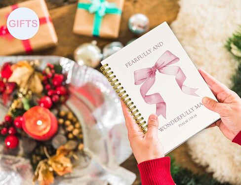 مجلة الكتاب المقدس الوردية من ICEWHITEY للنساء، هدايا مسيحية ملهمة للنساء والفتيات، مجلة صلاة الكتاب المقدس، دفتر ملاحظات حلزوني لدراسة الكتاب المقدس بقوس وردي لطيف للوازم المدرسية، 5.5 × 8.3 in Saudi Arabia