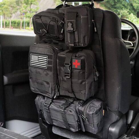 MAIKER Tactical Car Seat Back Organizer, Upgrade Tactical Vehicle Panel Organizer with 5 Detachable Molle Pouch, Universal fits for Most of Vehicle in Kuwait