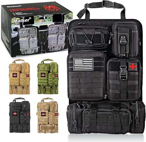 MAIKER Tactical Car Seat Back Organizer, Upgrade Tactical Vehicle Panel Organizer with 5 Detachable Molle Pouch, Universal fits for Most of Vehicle in Kuwait
