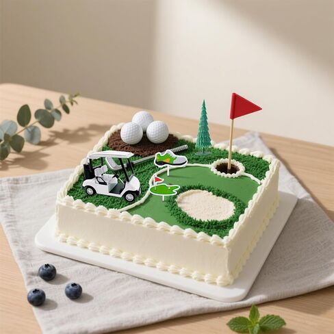 2025 New Golf Cake Decorations with Mini Cart, Clubs, Ball, Green Tree, Red Flag Cupcake Toppers, for Golf Theme Birthday Party Decoration Supplies in Saudi Arabia