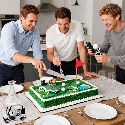2025 New Golf Cake Decorations with Mini Cart, Clubs, Ball, Green Tree, Red Flag Cupcake Toppers, for Golf Theme Birthday Party Decoration Supplies in Saudi Arabia