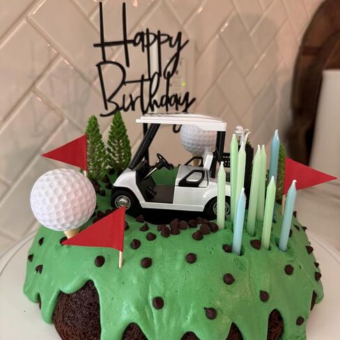2025 New Golf Cake Decorations with Mini Cart, Clubs, Ball, Green Tree, Red Flag Cupcake Toppers, for Golf Theme Birthday Party Decoration Supplies in Saudi Arabia