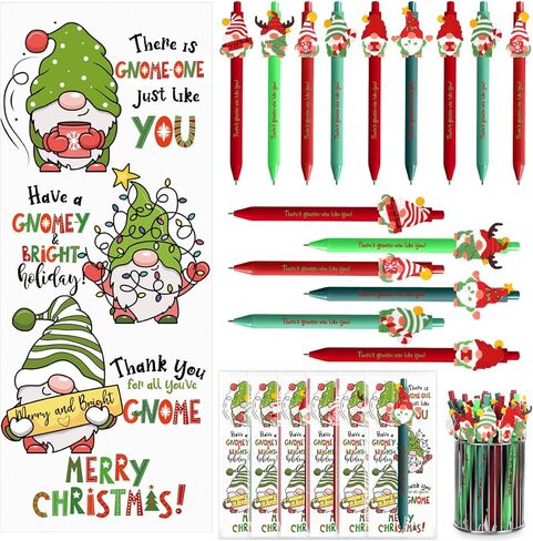 60 Sets Christmas Gnome Pens Bulk Xmas Gnome Themed Gifts Ballpoint Retractable Pen with Inspirational Bookmarks for Christmas Party Favors Goodie Bags Stuffer Students Staff Office in Saudi Arabia