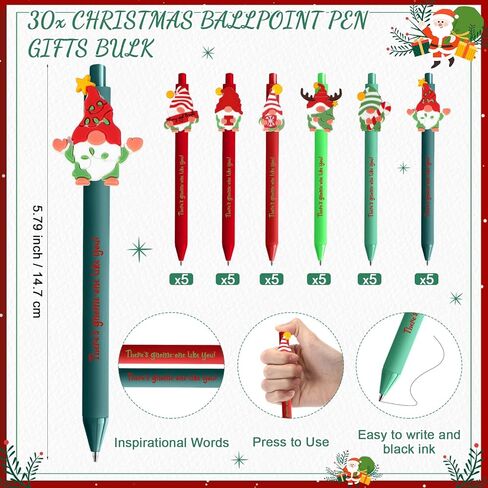60 Sets Christmas Gnome Pens Bulk Xmas Gnome Themed Gifts Ballpoint Retractable Pen with Inspirational Bookmarks for Christmas Party Favors Goodie Bags Stuffer Students Staff Office in Saudi Arabia