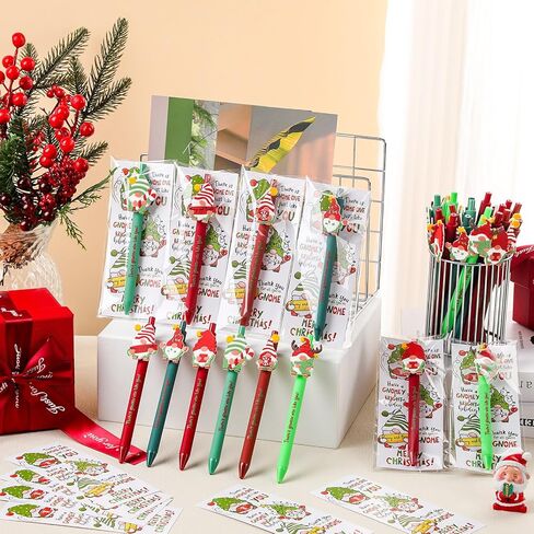 60 Sets Christmas Gnome Pens Bulk Xmas Gnome Themed Gifts Ballpoint Retractable Pen with Inspirational Bookmarks for Christmas Party Favors Goodie Bags Stuffer Students Staff Office in Saudi Arabia