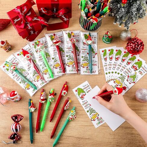 60 Sets Christmas Gnome Pens Bulk Xmas Gnome Themed Gifts Ballpoint Retractable Pen with Inspirational Bookmarks for Christmas Party Favors Goodie Bags Stuffer Students Staff Office in Saudi Arabia