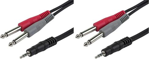 Monoprice 1/8-Inch TRS Male to Dual 1/4-Inch TS Male Cable - 5 Feet - Black, 28AWG, Connect Your Mobile Devices To Pro Audio Gear in Saudi Arabia