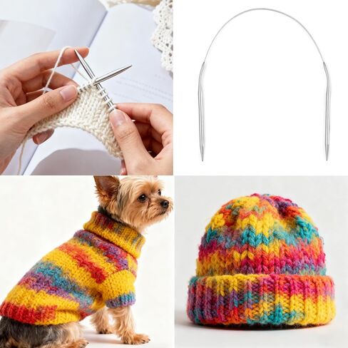 مجموعة إبر الحياكة الدائرية، 9 عبوات من مجموعة إبر الحياكة المصنوعة من الفولاذ المقاوم للصدأ (16 بوصة/40 سم)، 9 مقاسات من 2 مم إلى 6 مم، مع أدوات صغيرة، معدن دائري قصير، للمبتدئين، صناعة الجوارب، محبي النسيج in Kuwait