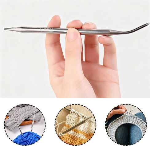 مجموعة إبر الحياكة الدائرية، 9 عبوات من مجموعة إبر الحياكة المصنوعة من الفولاذ المقاوم للصدأ (16 بوصة/40 سم)، 9 مقاسات من 2 مم إلى 6 مم، مع أدوات صغيرة، معدن دائري قصير، للمبتدئين، صناعة الجوارب، محبي النسيج in Kuwait