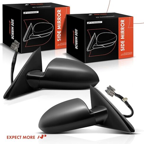 زوج A-Premium (2) مرآة باب كهربائية جانبية للسائق والراكب - متوافقة مع شيفروليه إمبالا 2006-2013، إمبالا المحدودة 2014-2016 - مرآة رؤية خلفية خارجية سوداء غير قابلة للطي in Kuwait