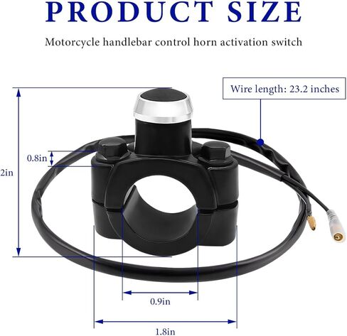 7/8" Motorcycle Handlebar Control Horn Start Switch, Aluminum Handlebar Start/Stop Button with Two Bullet Connectors, Momentary Action Push Button for ATV Dirt Pit Bike Scooter in Saudi Arabia