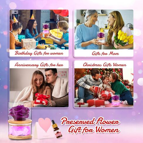 هدايا عيد ميلاد للنساء، هدايا وردة عيد الأم للأم من ابنتها، هدايا زهرة الورد الأبدية لها، هدية للأم من حجر الكريستال العلاجي العطري، هدية للأم من الورد الأحمر، للزوجة (وردي) in Kuwait