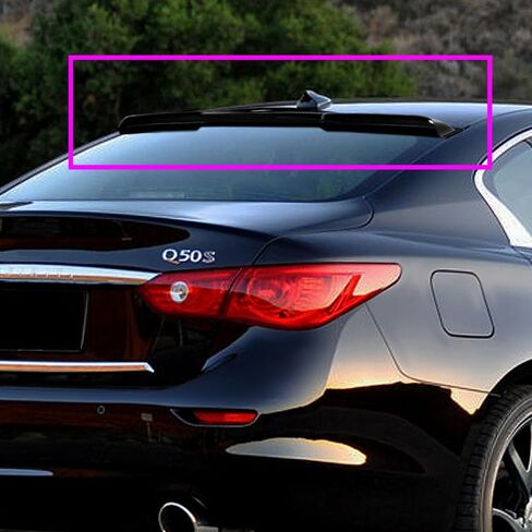 W-POWER، جناح سقف النافذة الخلفية متوافق مع 2014-2021 Infiniti Q50، جناح جناح حاجب سقف النافذة الخلفية ABS، غطاء بطة نافذة خفيف الوزن، أسود، 2015 2016 2017 2018 2019 2020 in Kuwait