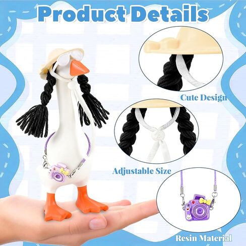 5 Sets Desk Goose Outfits Mini Hats with Braid Wig Glasses Camera Desk Goose Decor Thanksgiving Christmas Hat Accessory Headwear for 7 Inch Statue Key Holder in Saudi Arabia