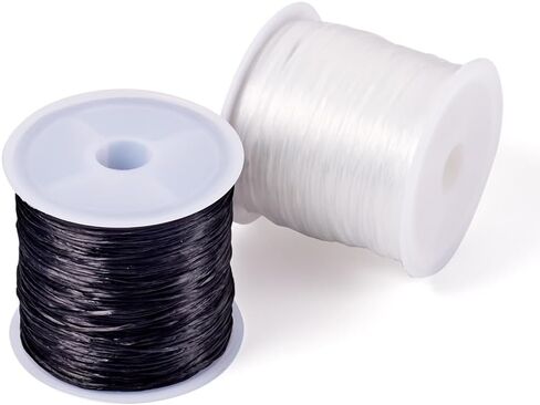 2 Rolls Red White Elastic Crystal Thread 0.8mm Elastic Bracelets Beading Cord, Clear Stretch Cord Thread for DIY Necklace Bracelet Jewelry Making in Saudi Arabia