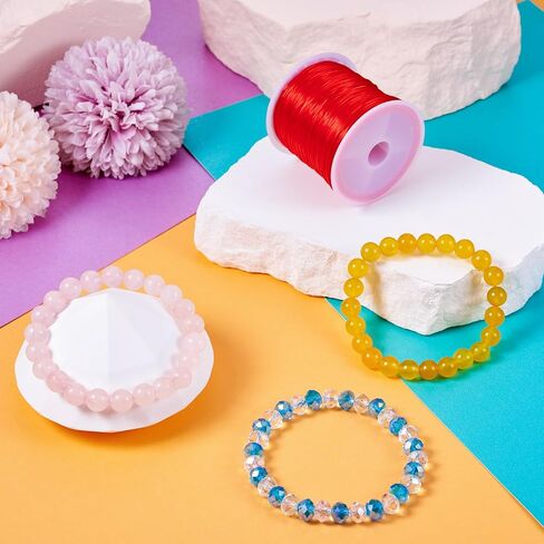 2 Rolls Red White Elastic Crystal Thread 0.8mm Elastic Bracelets Beading Cord, Clear Stretch Cord Thread for DIY Necklace Bracelet Jewelry Making in Saudi Arabia